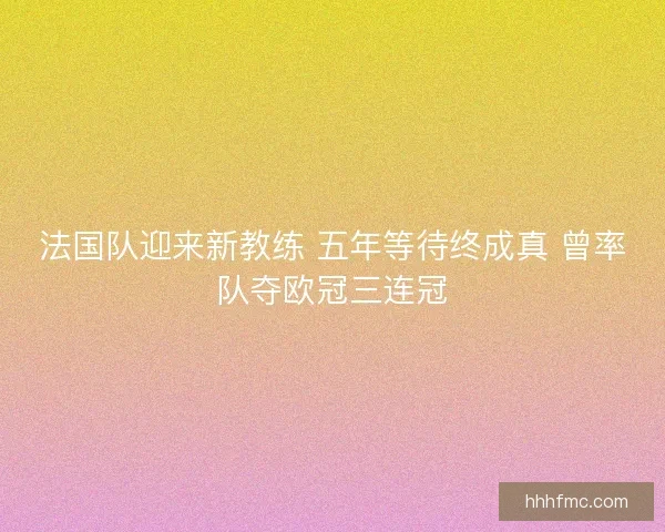 法国队迎来新教练 五年等待终成真 曾率队夺欧冠三连冠
